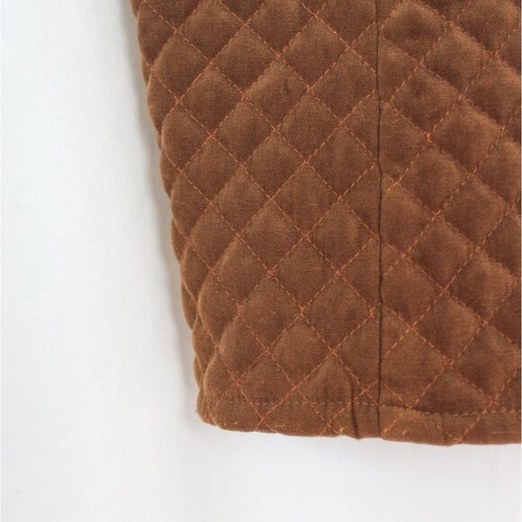 Vintage Requirement Brown Quilted Faux Suede Zip Front Vest Large - Picture 5 of 6